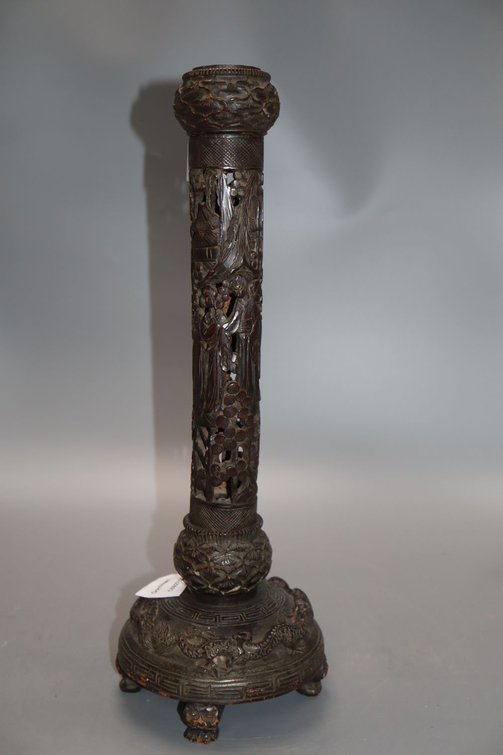 A Chinese bamboo incense stick, height 39cm